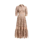Elie Saab Macramé & Drill Midi Dress