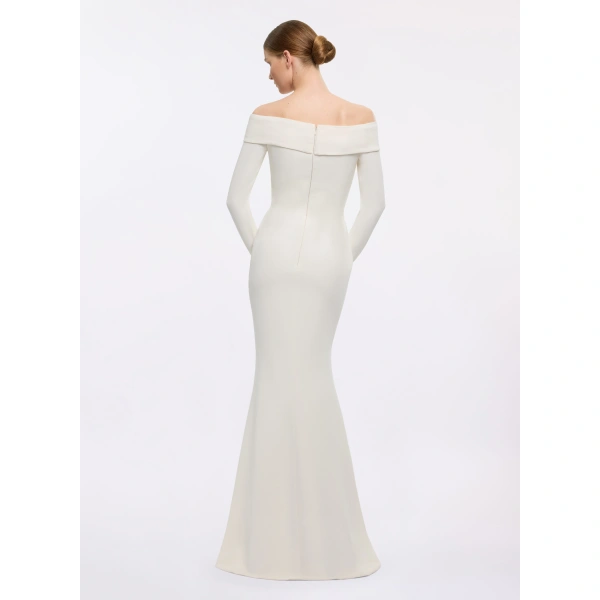 Elie Saab Off-the-Shoulder Cady Long Dress in White | Maxi Dresses | Coveti