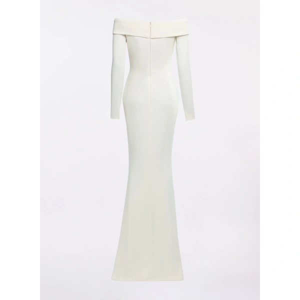 Elie Saab Off-the-Shoulder Cady Long Dress in White | Maxi Dresses | Coveti