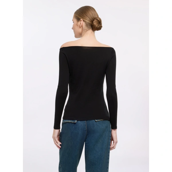 Elie Saab Off-the-Shoulder Knit Top in Black | Tops | Coveti