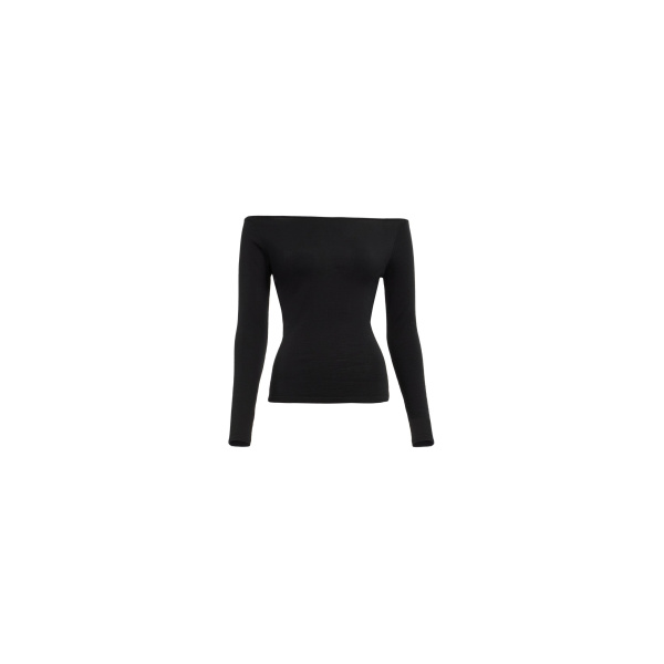 Elie Saab Off-the-Shoulder Knit Top in Black | Tops | Coveti
