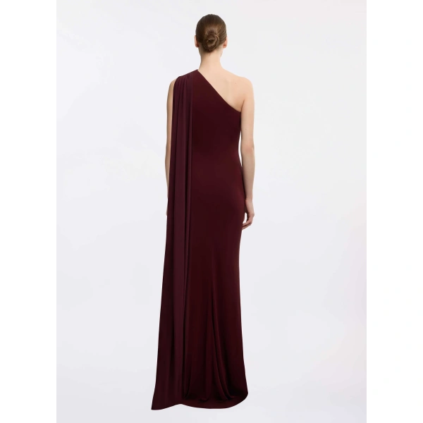Elie Saab One-Shoulder Jersey Long Dress in Red | Maxi Dresses | Coveti