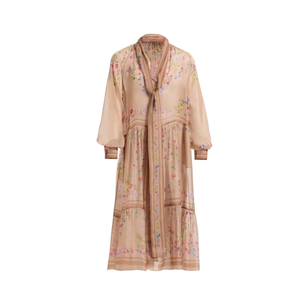 Printed Chiffon Midi Dress