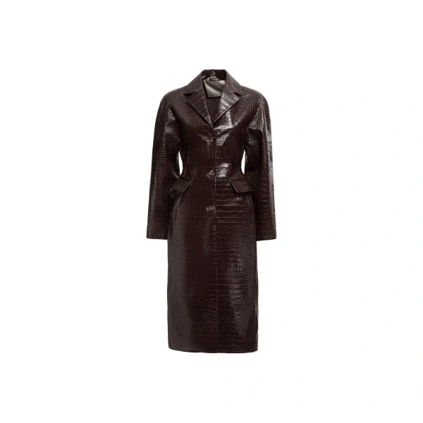 Printed Croco Leather Coat