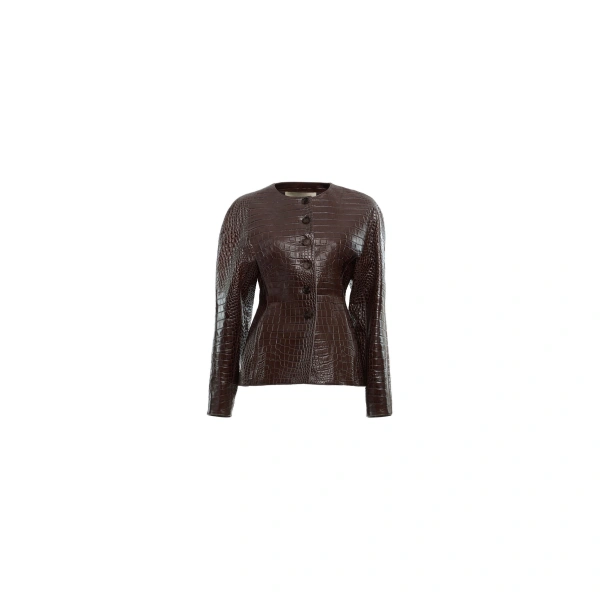 Printed Croco Leather Jacket