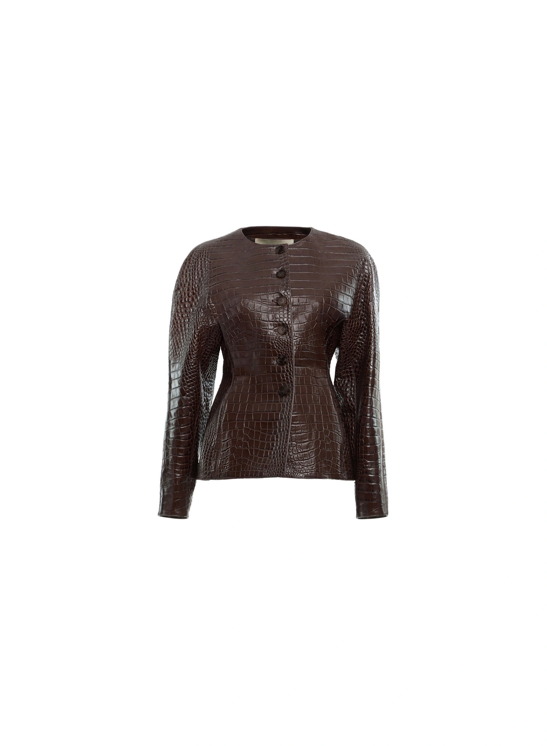 Elie Saab Printed Croco Leather Jacket Elie Saab Printed Croco Leather Jacket in Beige | Jackets | Coveti