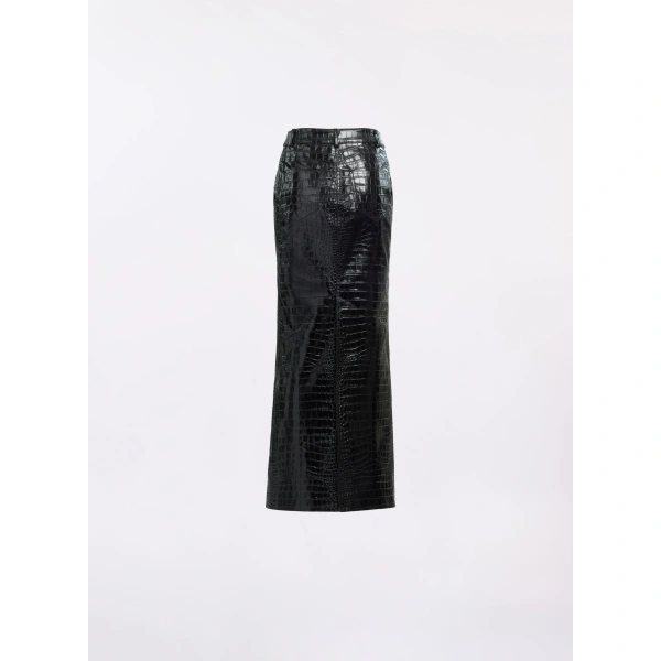 Elie Saab Printed Croco Leather Skirt in Black | Skirts | Coveti