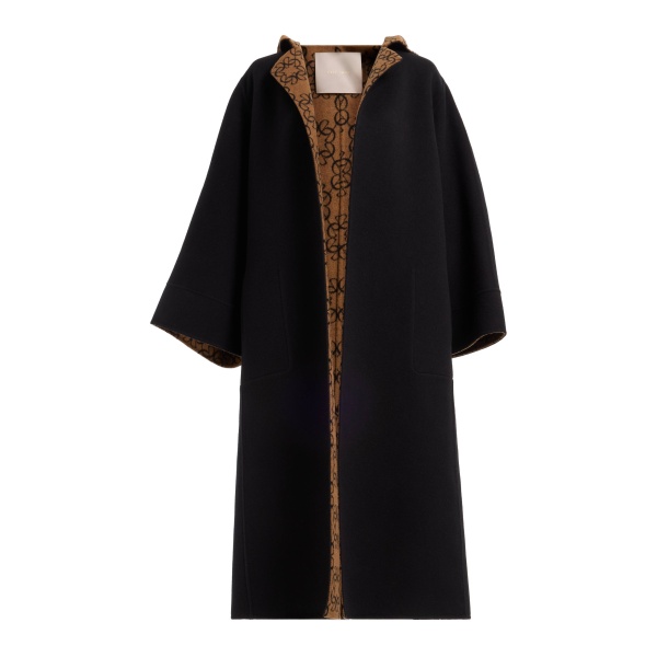 Elie Saab Reversible Monogram Wool Coat