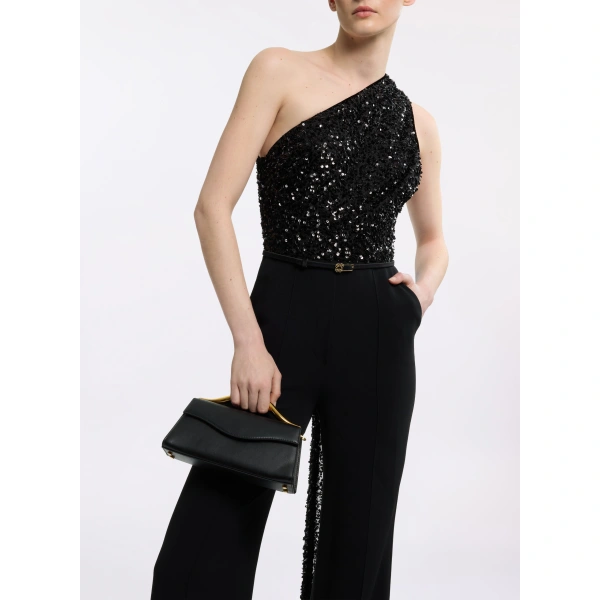 Elie Saab Sequin Embroidered Jumpsuit in Black | Jumpsuit | Coveti
