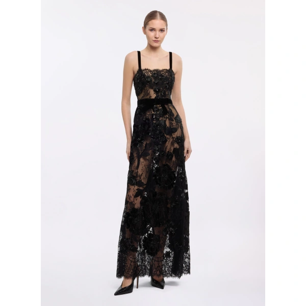 Elie Saab Sequin Embroidered Long Dress in Black | Maxi Dresses | Coveti