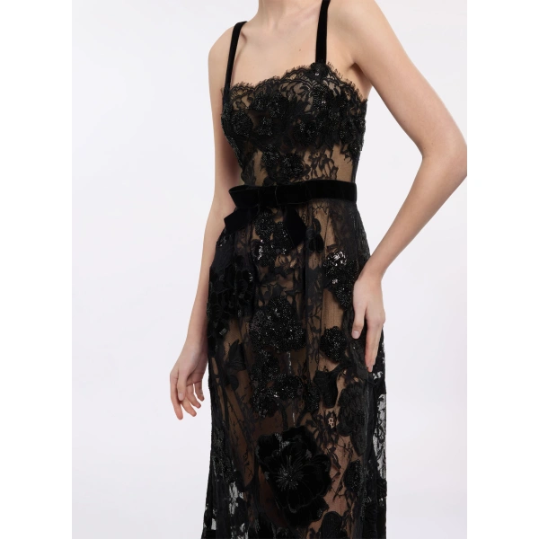 Elie Saab Sequin Embroidered Long Dress in Black | Maxi Dresses | Coveti