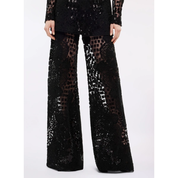 Elie Saab Sequin Embroidered Tulle Pants in Black | Pants | Coveti