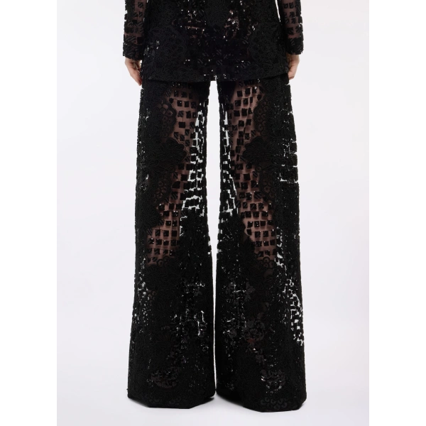Elie Saab Sequin Embroidered Tulle Pants in Black | Pants | Coveti
