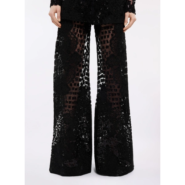 Elie Saab Sequin Embroidered Tulle Pants in Black | Pants | Coveti