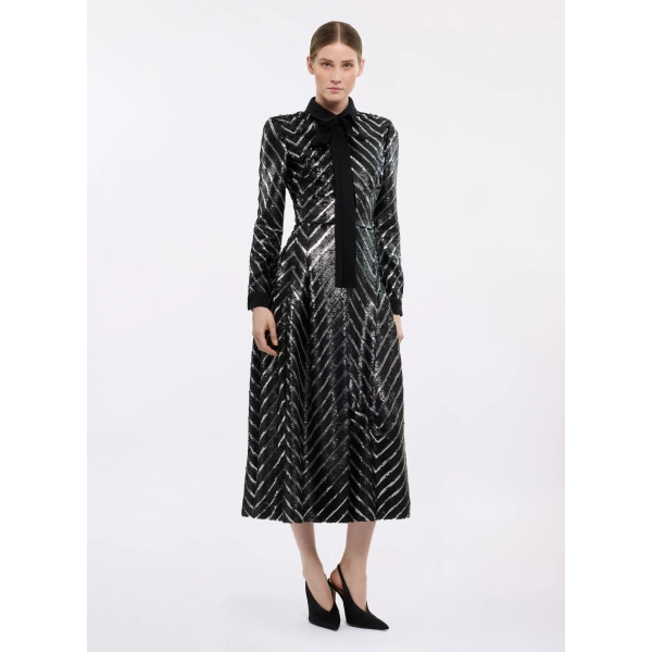 Elie Saab Sequin Midi Dress in Black | Midi Dresses | Coveti