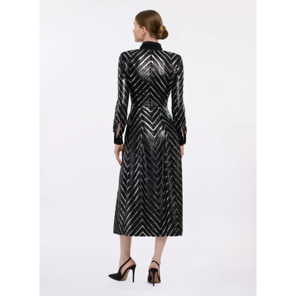 Elie Saab Sequin Midi Dress in Black | Midi Dresses | Coveti