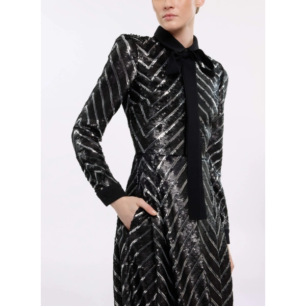 Elie Saab Sequin Midi Dress in Black | Midi Dresses | Coveti