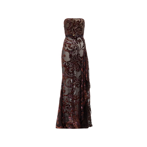 Elie Saab Strapless Devoré Long Dress