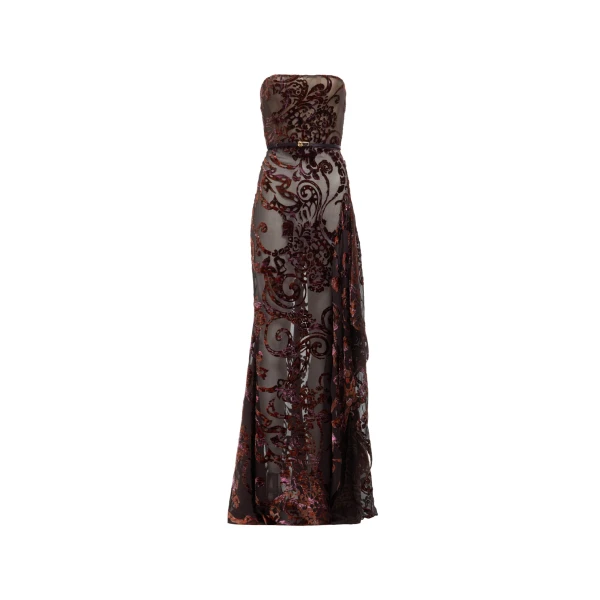 Strapless Devoré Long Dress