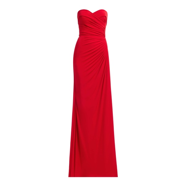 Elie Saab Strapless Draped Jersey Long Dress