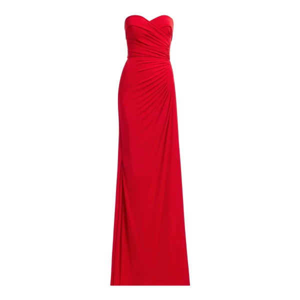 Strapless Draped Jersey Long Dress