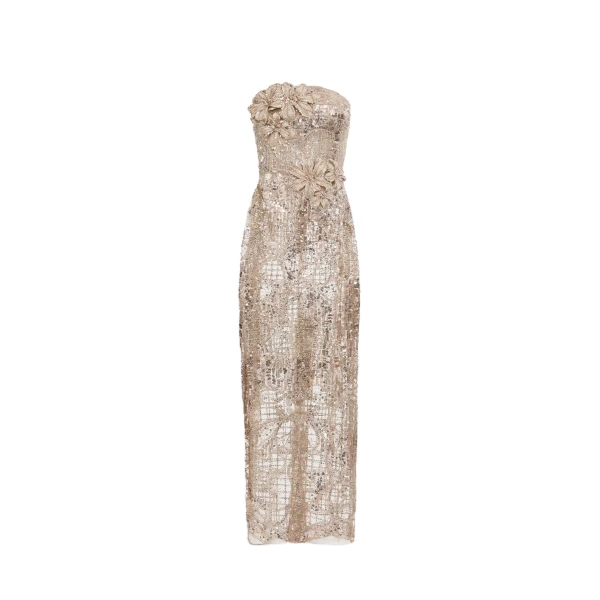 Strapless Sequin Embroidered Dress
