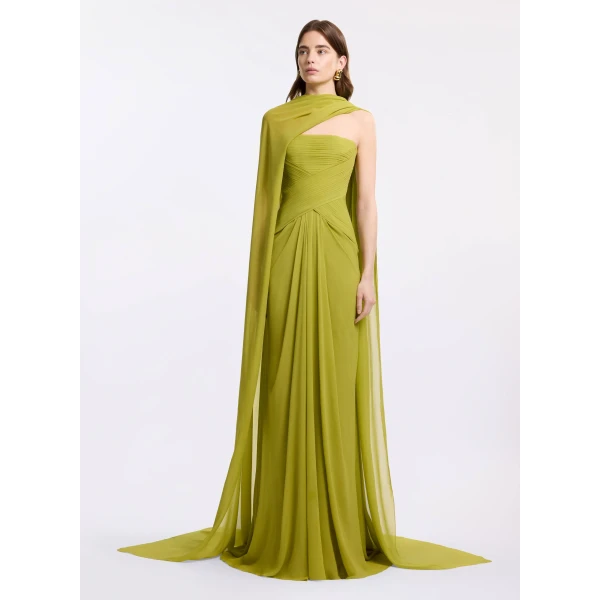 Elie Saab Strapless Silk Long Dress