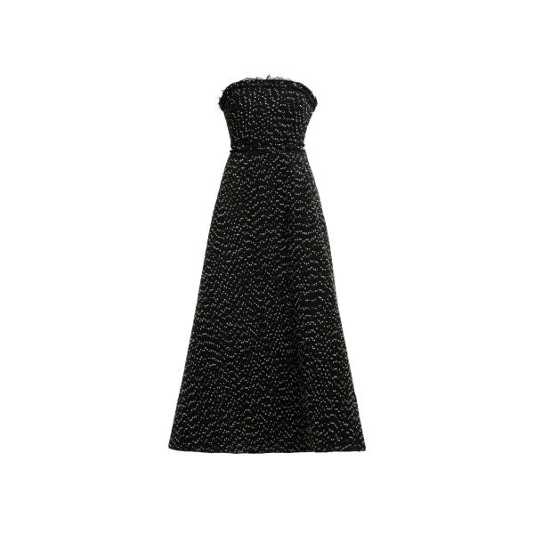 Strapless Tweed Midi Dress