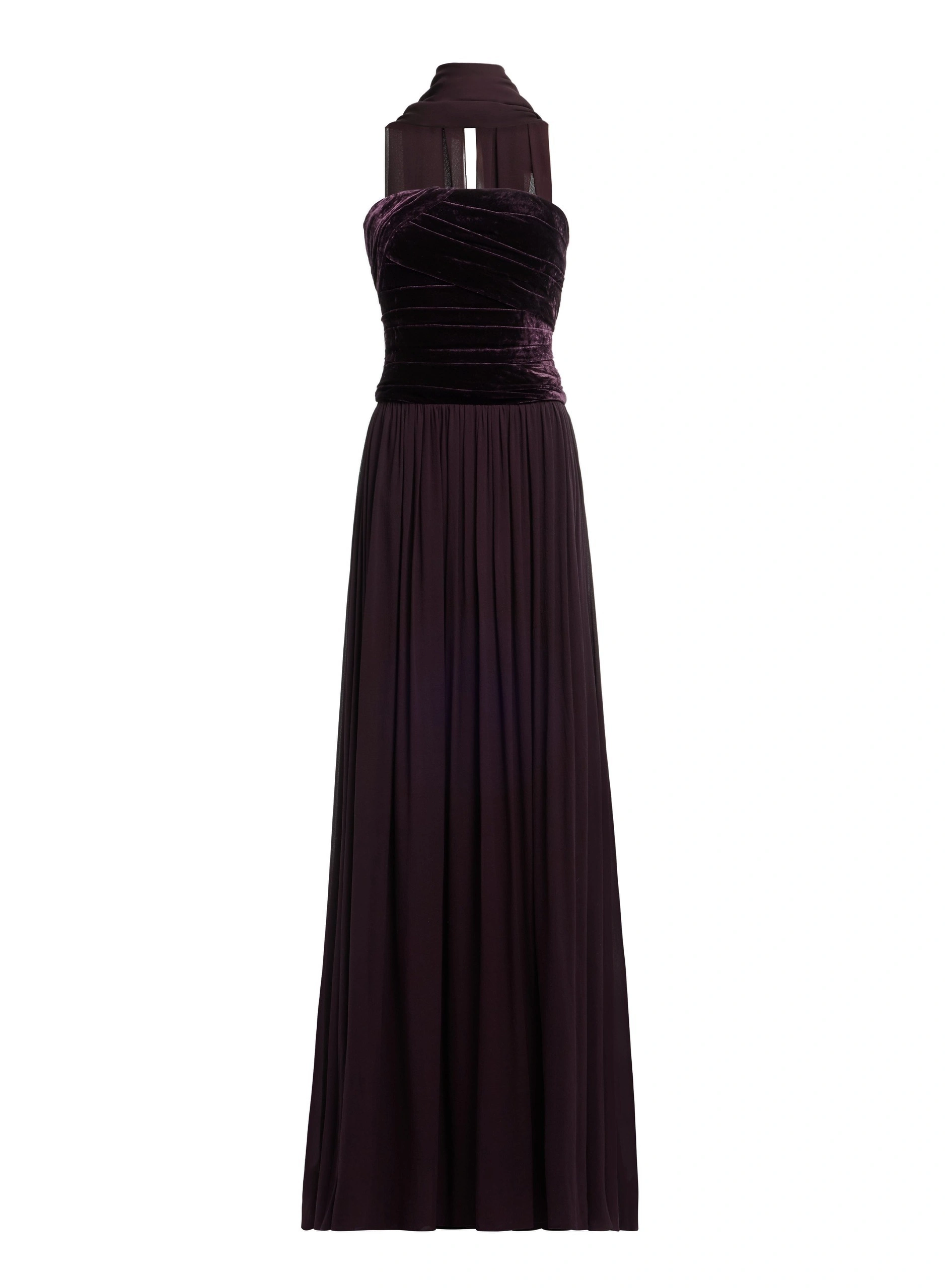 Elie Saab Strapless Velvet & Chiffon Long Dress Elie Saab Strapless Velvet & Chiffon Long Dress in Purple | Maxi Dresses | Coveti