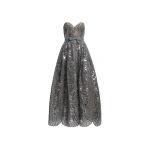 Elie Saab Sweetheart Sequin Embroidered Gown in Grey | Evening Gowns | Coveti