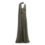 Elie Saab V-Neck Silk Long Dress in Green | Maxi Dresses | Coveti