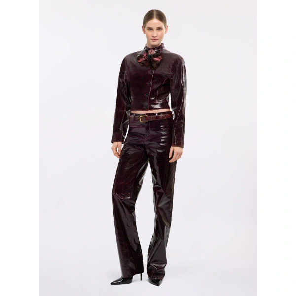 Elie Saab Vinyl Leather Jacket in Purple | Jackets | Coveti
