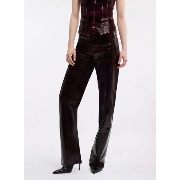Elie Saab Vinyl Leather Pants in Purple | Pants | Coveti