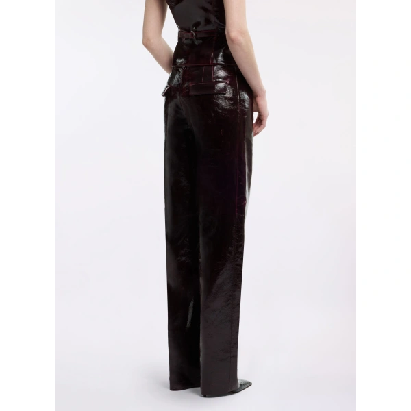 Elie Saab Vinyl Leather Pants in Purple | Pants | Coveti