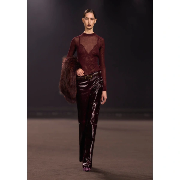 Elie Saab Vinyl Leather Pants in Purple | Pants | Coveti