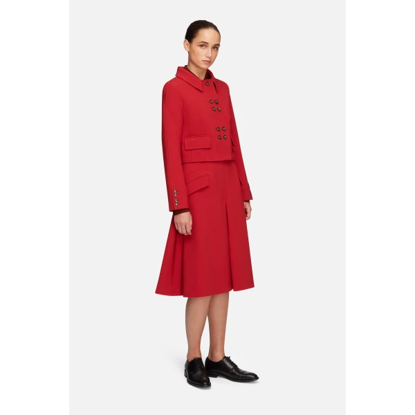 Emilia Wickstead Aelin Jacket in Red Birdseye Suiting | Jackets | Coveti