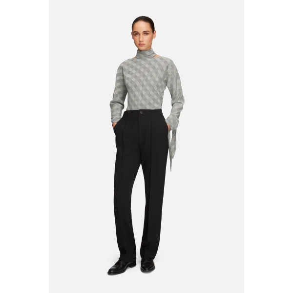 Emilia Wickstead Alban Trouser in Black Birdseye Suiting | Tailored pants | Coveti