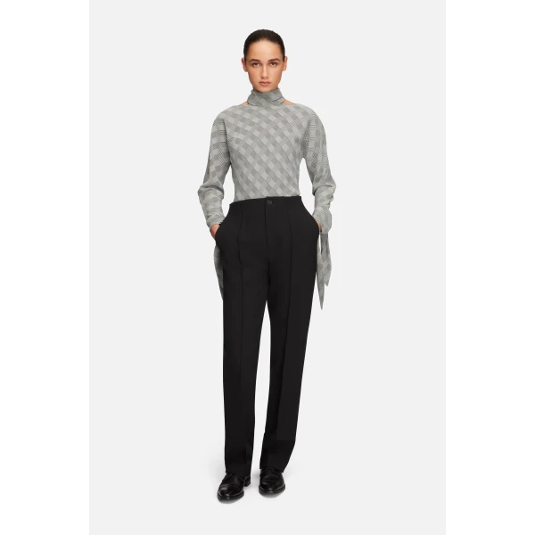 Emilia Wickstead Alban Trouser in Black Birdseye Suiting | Tailored pants | Coveti
