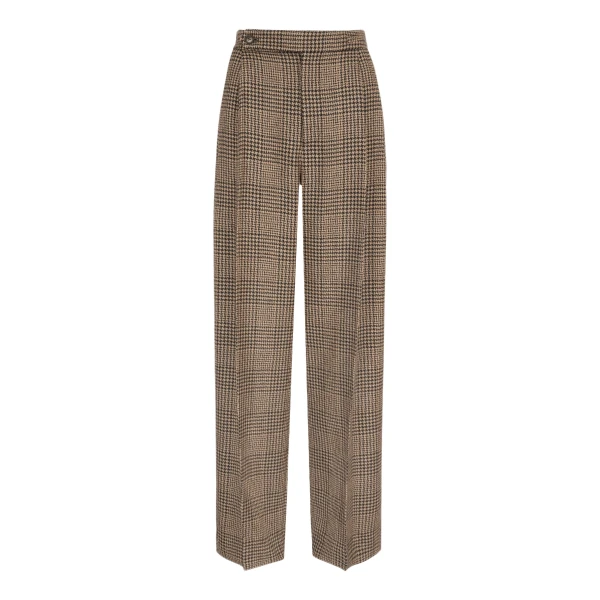 Emilia Wickstead Alix Trouser in Black & Camel Prince of Wales Check | Coveti