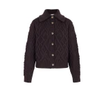 Emilia Wickstead Barney Cardigan in Chocolate Brown Cashfeel Melange | Coveti