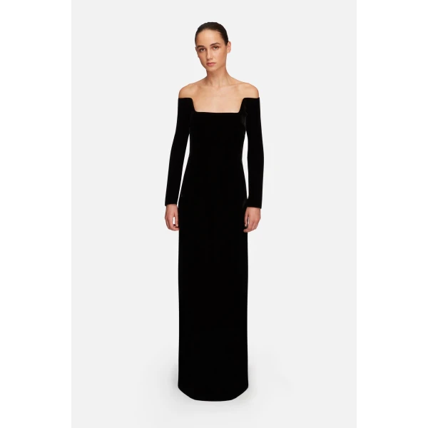 Emilia Wickstead Birch Dress in Black Velvet | Maxi Dresses | Coveti
