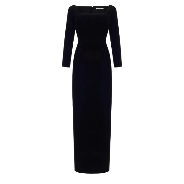 Emilia Wickstead Birch Dress in Black Velvet | Coveti