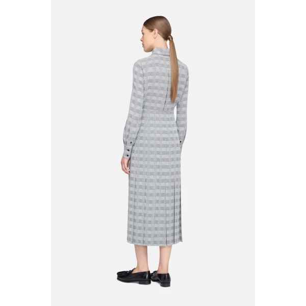 Emilia Wickstead Caliste Dress in Black & White Prince of Wales Check | Midi Dresses | Coveti