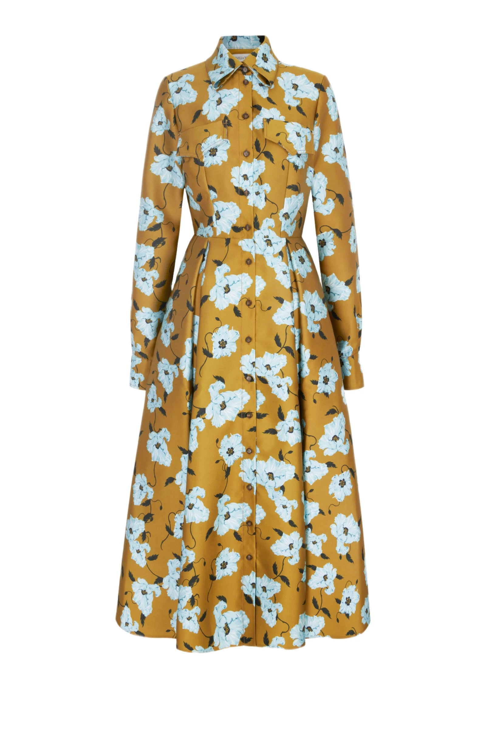 Emilia Wickstead Celeste Dress in Mustard & Blue Breezy Poppy Mikado Emilia Wickstead Celeste Dress in Mustard & Blue Breezy Poppy Mikado | Coveti