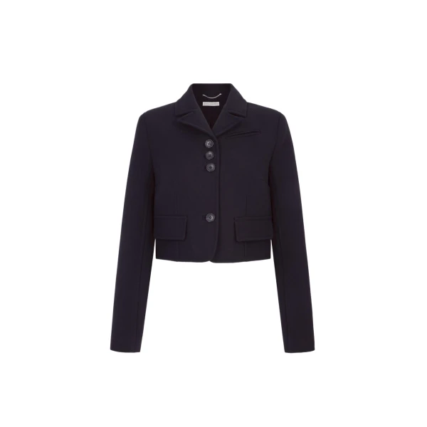 Emilia Wickstead Chapel Jacket in Black Birdseye Suiting | Coveti