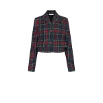 Emilia Wickstead Chapel Jacket in Red & Green Flocked Check | Coveti