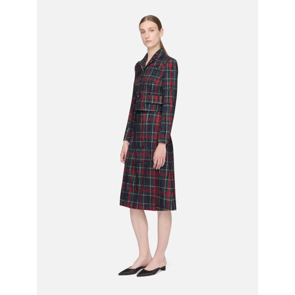 Emilia Wickstead Chapel Jacket in Red & Green Flocked Check | Jackets | Coveti