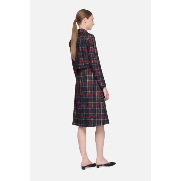 Emilia Wickstead Chapel Jacket in Red & Green Flocked Check | Jackets | Coveti