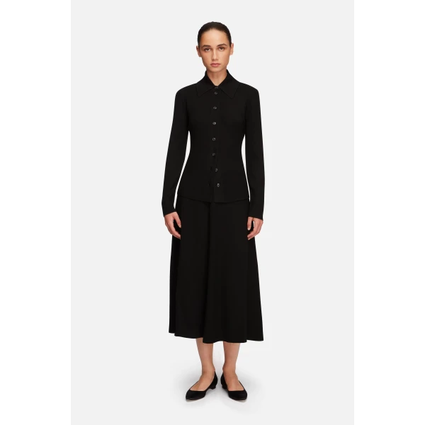 Emilia Wickstead Dorian Skirt in Black Cashfeel | Maxi Skirts | Coveti