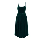 Emilia Wickstead Eagle Dress in Green Cotton Velvet | Coveti